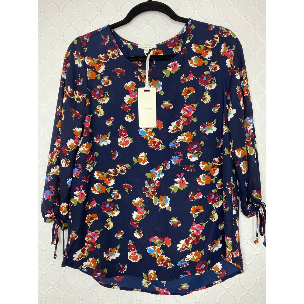 NWT Pleione Floral Tie Sleeve Blouse Size Small - Picture 1 of 4